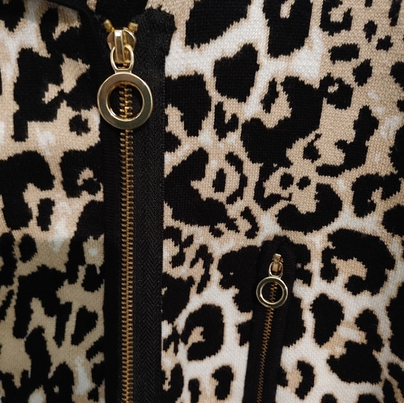 Belldini Leopard Print Moto Zip Front Cardigan Sweater Sz.2X NWT - Picture 3 of 8